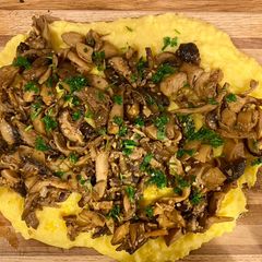 A picture of Vegan Mushroom Stew on Polenta.