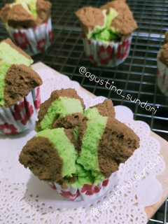 Foto resep 175. Bolu Kukus Mekar Coklat Pandan tanpa soda