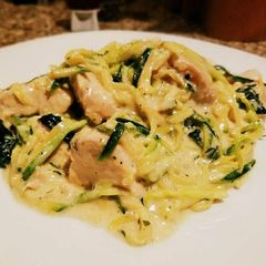 A picture of Chicken Alfredo with Zucchini Spaghetti (Low-Carb).