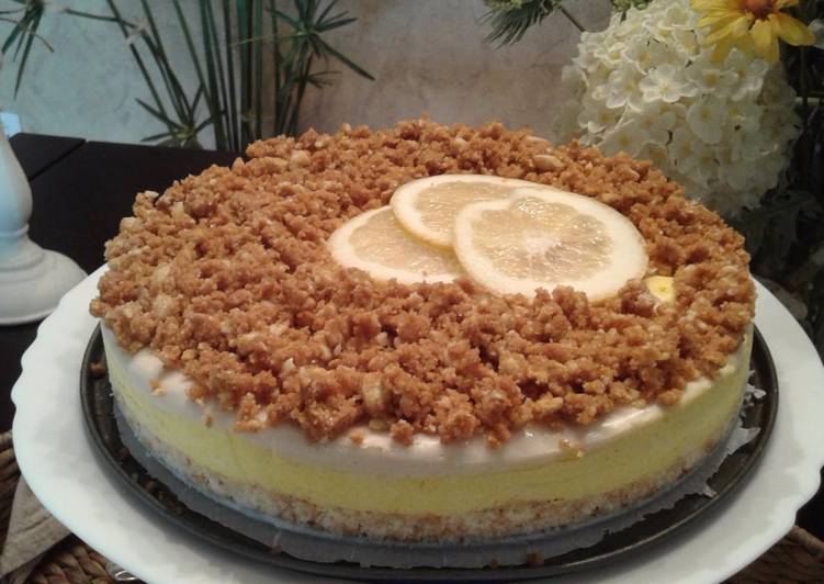 Tarta de donuts y mousse de limón