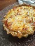 Tarta integral de hongos, tomates, y mozzarella