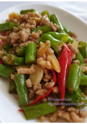 Foto resep Buncis cah babi cincang (non halal)