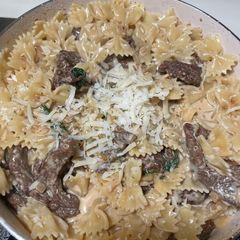 A picture of Creamy paprika steak & noodles.