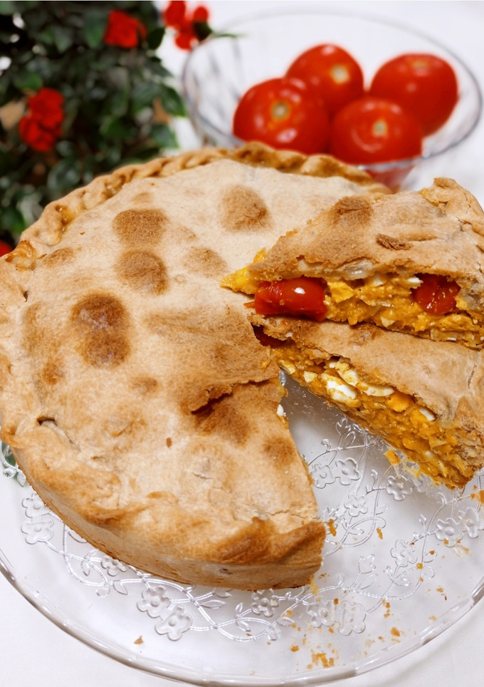 Una foto de Tarta salada de maíz con masa hecha en Monsieur Cuisine
