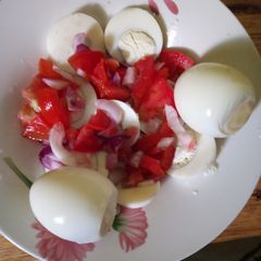 A picture of Boiled eggs with kachumbari #4 weeks challenge#authormarathon.