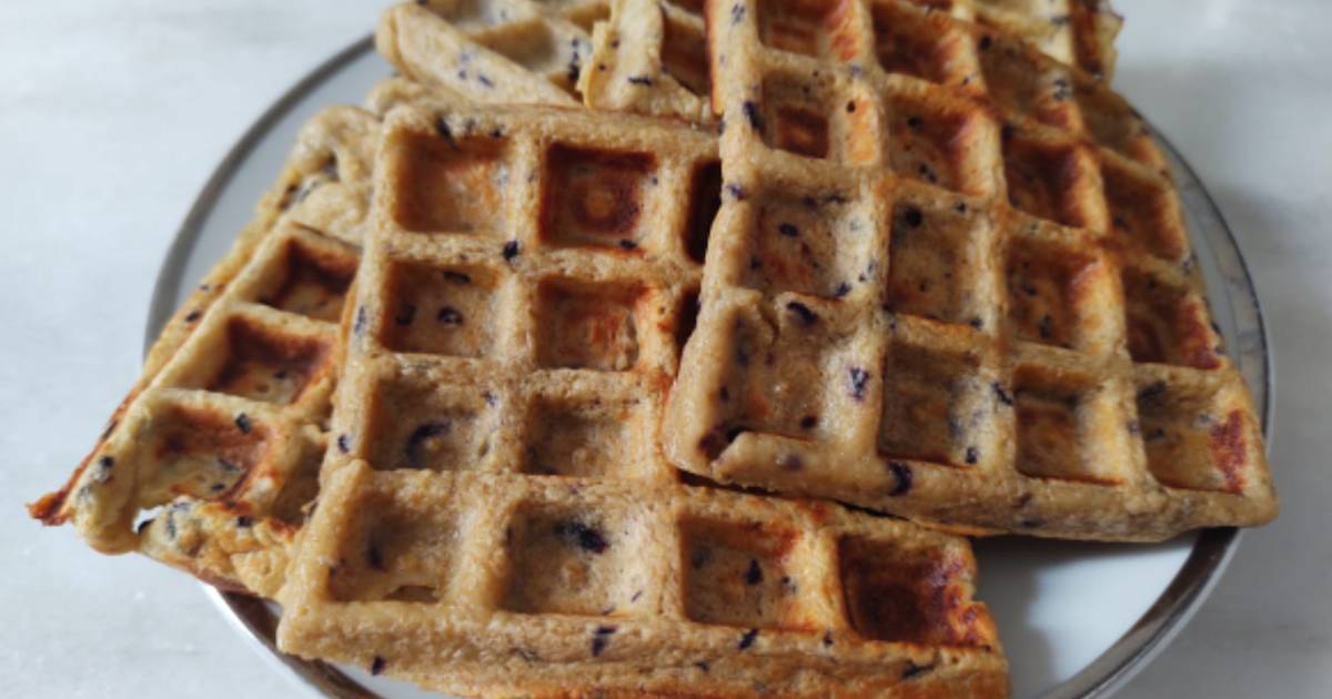 Waffles de avena, banana y arándanos Receta de Bella Receta Cookpad