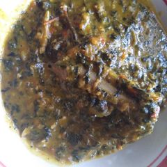 Ede(cocoyam) and bitter leaf soup A picture of Ede(cocoyam) and bitter leaf soup.
