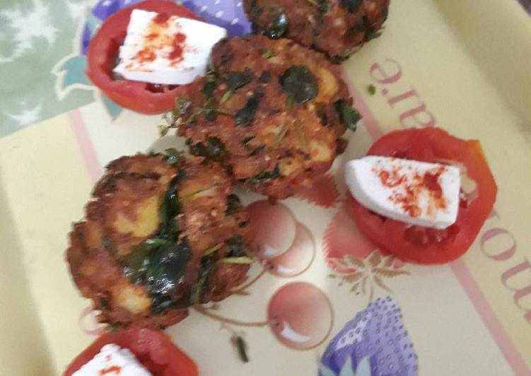 Recipe of Super Quick Homemade Aalu Palak Tikki