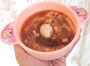 Foto resep Nasi Tim Ayam Sayur ft. Kuah Semur Telur Puyuh MPASI 10m+