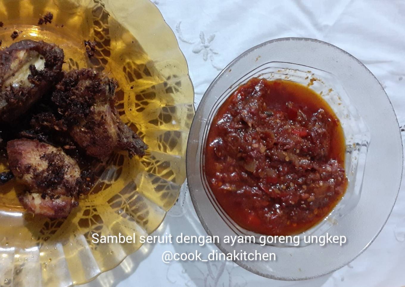 Sambel seruit dengan ayam goreng ungkep