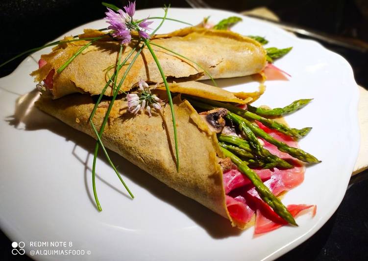 🌈Crêpes de Trigueros, Champiñones y Serrano al Curry🌈