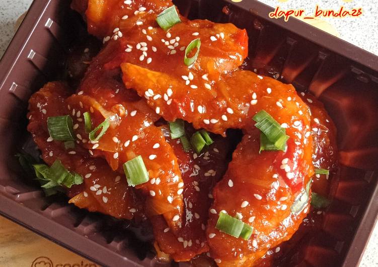 Cara Gampang Membuat Dakgangjeong (Korean Spicy Chicken Wings), Lezat
