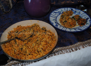 A picture of Persian spicy prawn with rice.