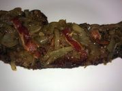 A picture of beef liver and onions