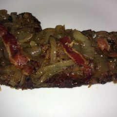 A picture of Rick's Melt-in-your-Mouth Liver and Onions with Bacon.