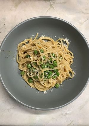 Φωτογραφία της συνταγής Vegetarian carbonara με αρακά