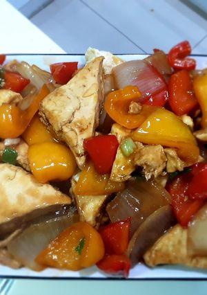 甜椒燴豆腐 的食譜成品照片