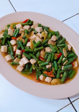 Foto resep Tumis kacang panjang & tahu putih