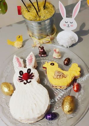 Une photo de Lapin et poussin de Pâques