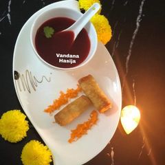 A picture of Beetroot And Carrot Soup.