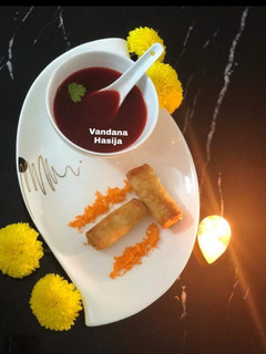 A picture of Beetroot And Carrot Soup.