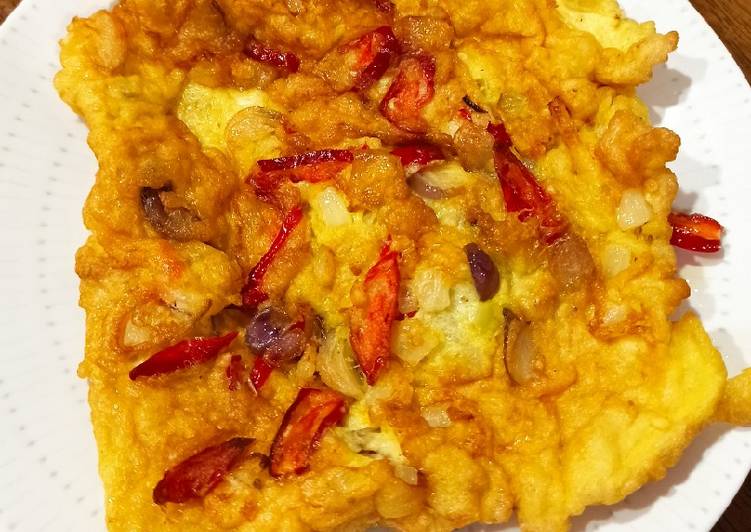 komposisi menggodok Telur Dadar Crispy yang kenyang