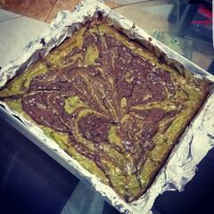 A picture of Green Tea Cadbury Marble Fudgy Brownies.