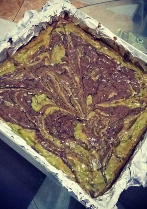 A picture of Green Tea Cadbury Marble Fudgy Brownies.
