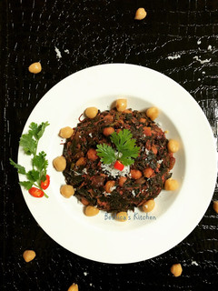 A picture of Red Spinach Stir Fry with Chickpeas & Coconut.