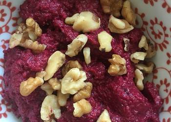 How to Cook Yummy Beetroot and walnut dip  a variation of Muhammara vegan