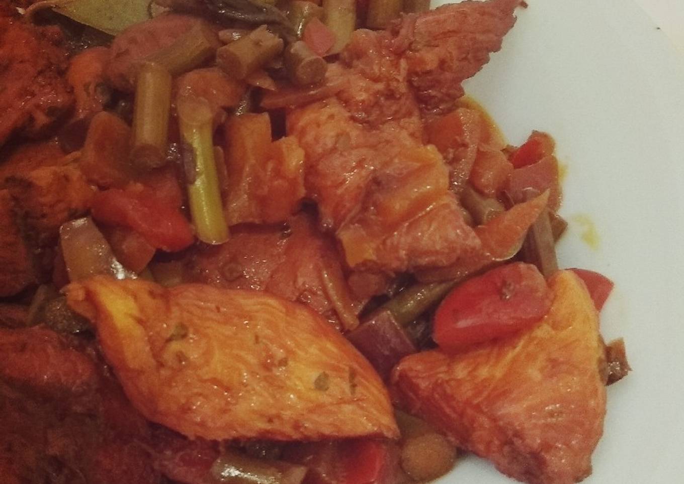Pechuga de pollo 🐥 con verduras🍅🌶️