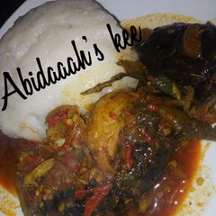 A picture of Dry fish pepper soup with alabu.