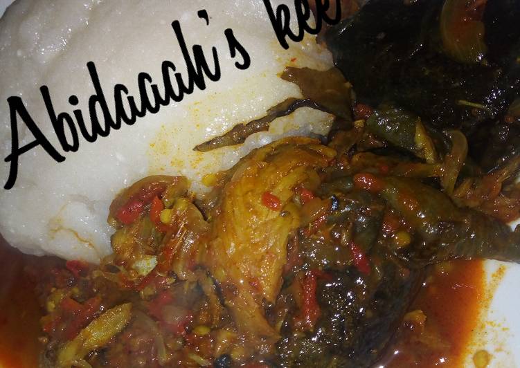 Dry fish pepper soup with alabu