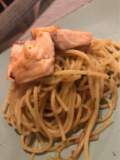 Foto resep Spaghetti Aglio Olio with Salmon