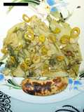 Boudin blanc / fenouil et olives vertes dénoyautées au four