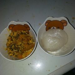 Egusi soup and akpu A picture of Egusi soup and akpu.