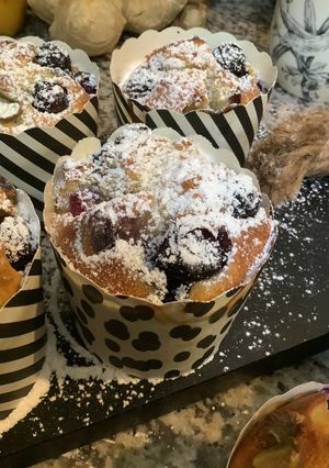 Une photo de Muffins myrtilles 🫐🫐à ma façon 🫐🍒🍓🍇🍉🍋🍎