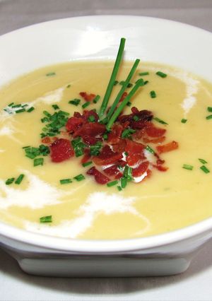 Foto principal de Crema de puerros con jamón