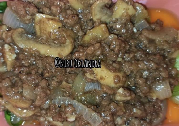 Pakcoy Siram Daging+Jamur