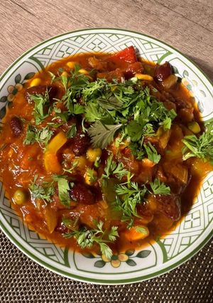 Una foto de Chili vegano