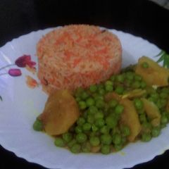 A picture of Green peace,potatoes and rice.