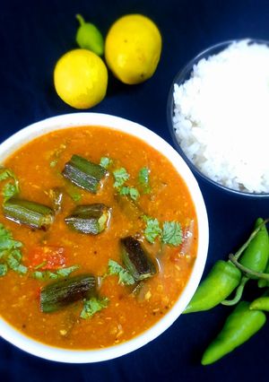 வெண்டைக்காய் சாம்பார் (ladies finger sambar recipe in Tamil) செய்முறை முக்கிய புகைப்படம்