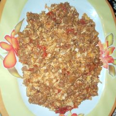 A picture of Egg minced meat curry.