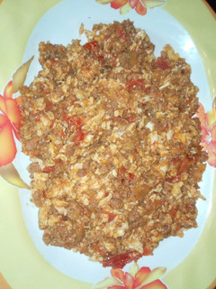 A picture of Egg minced meat curry.
