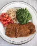 Pescado frito con puré de papa