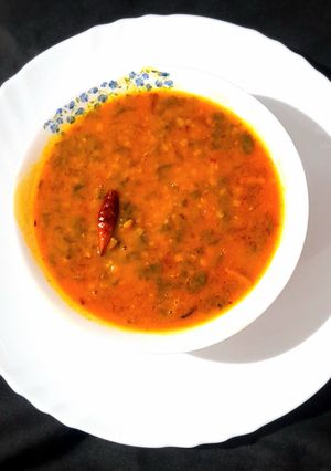 A picture of Green Amarnath With Masoor Dal.