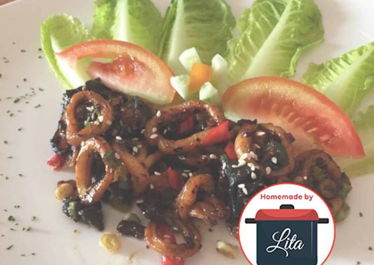 Bagaimana memasak Cumi Lada Hitam Cah Jamur Mudah #homemadebylita Lezat
