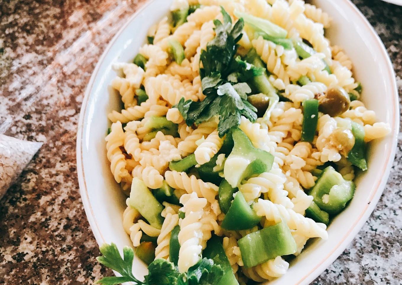 Nutritious healthy pasta salad
