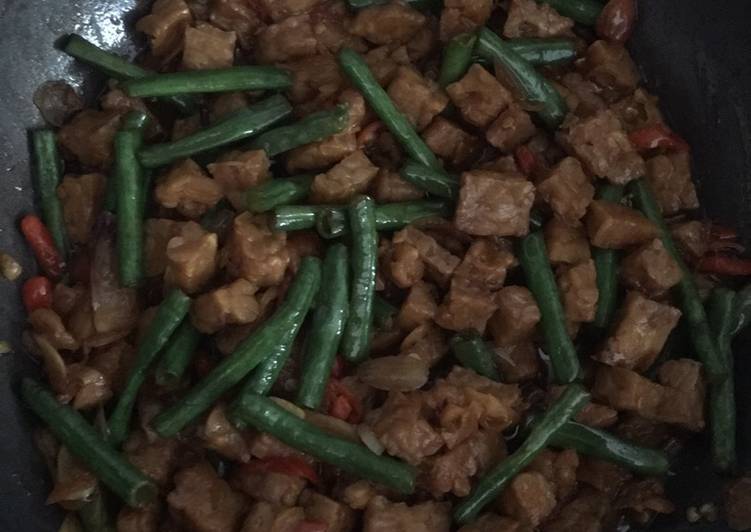 Tumis tempe kacang panjang saos tiram