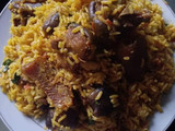 Palmoil rice with dry fish
